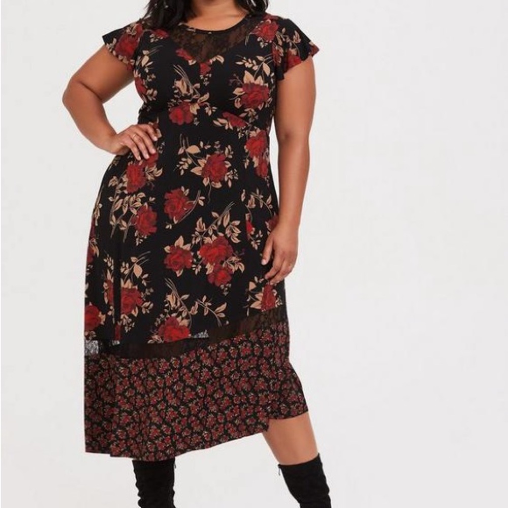 Torrid Midi Studio Knit Asymmetrical Dress